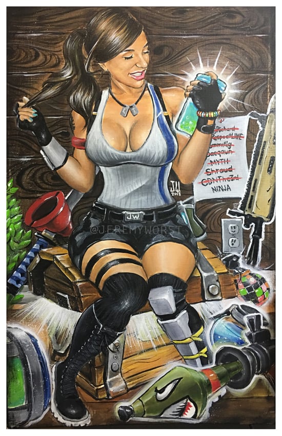 Image of Streamer Loot Fortnite Painting Jeremy Worst Twitch Creative sexy girl chug jug scar slurp juice
