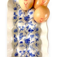 Image 2 of Blue Floral Farmhouse Chicken Egg Tray 18 Capacity 