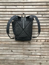 Image 4 of Waxed canvas backpack with roll up top and double waxed bottem COLLECTION UNISEX