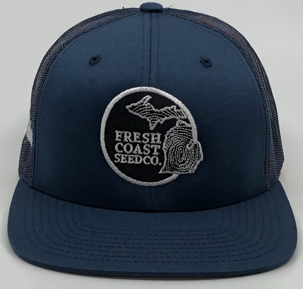 Image of Fresh Coast Seed Co snap-back hat (navy blue)