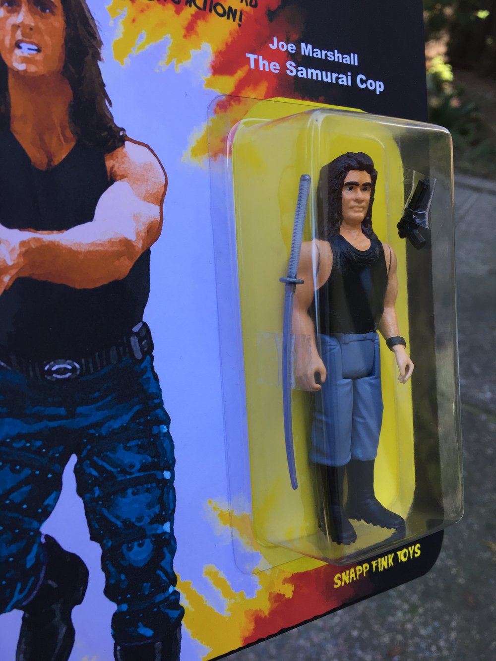 Custom carded Joe Marshall figure from the cult classic Samurai Cop