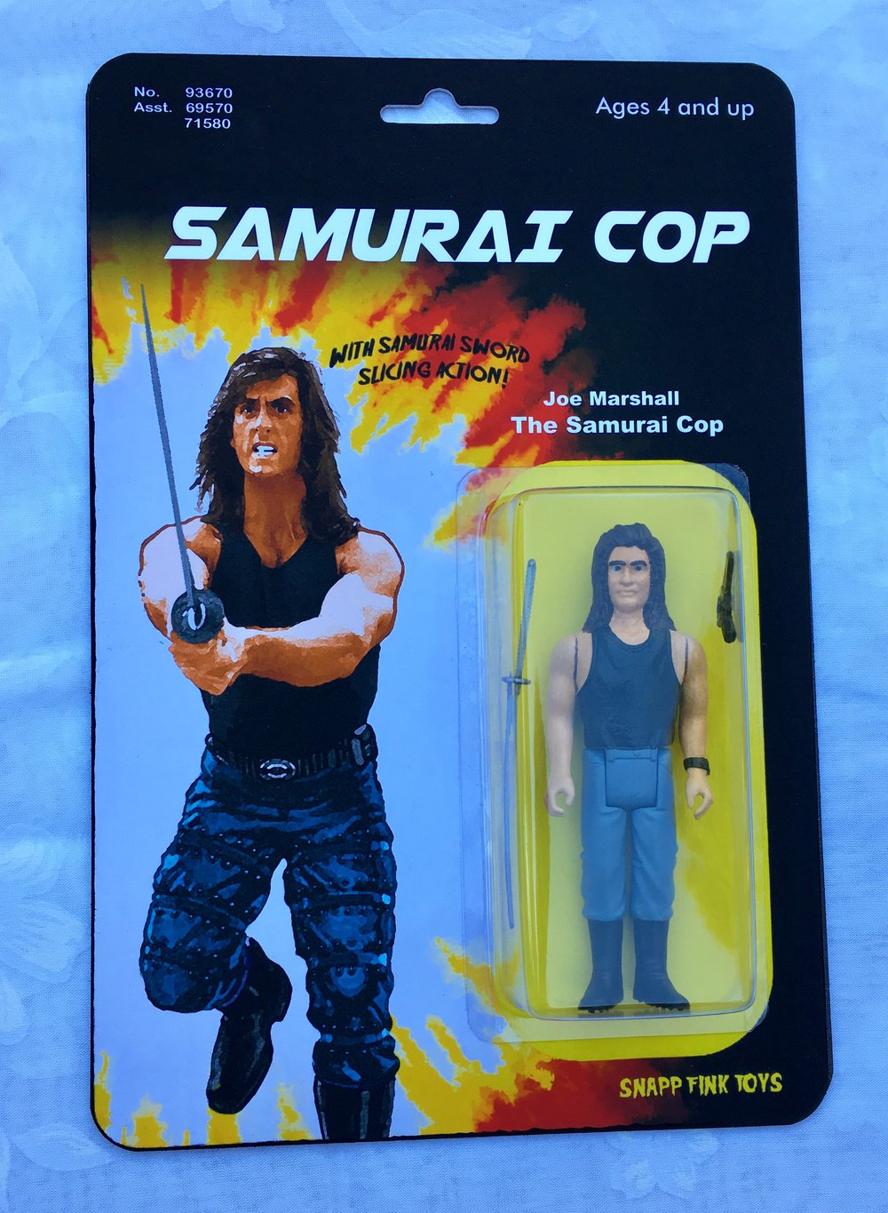 Custom carded Joe Marshall figure from the cult classic Samurai Cop