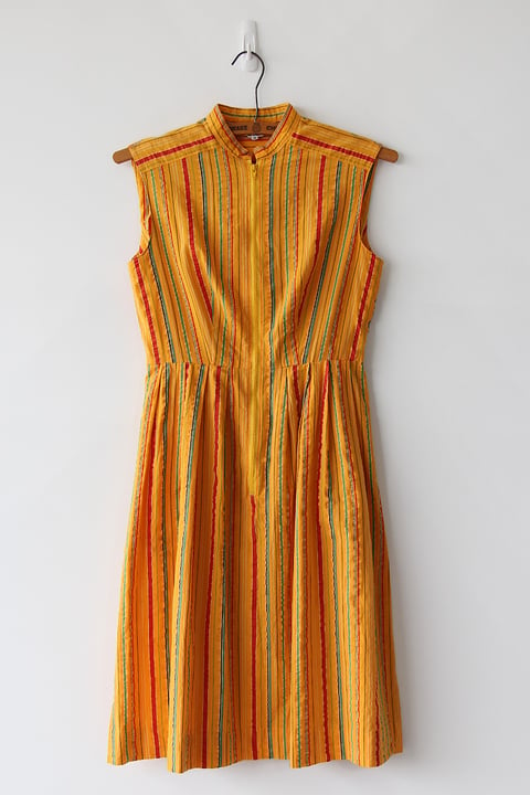 Image of SOLD Yellow Perfect Stripes Zip Dress