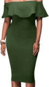 Ruffle Off-shoulder Bodycon Midi Dress