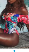 Floral Print off-shoulder one-piece swimsuit