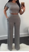 Cotton 2 piece Croptop Wide Leg Pants Set