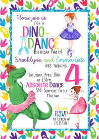 Dancing Dinos Birthday Invitation