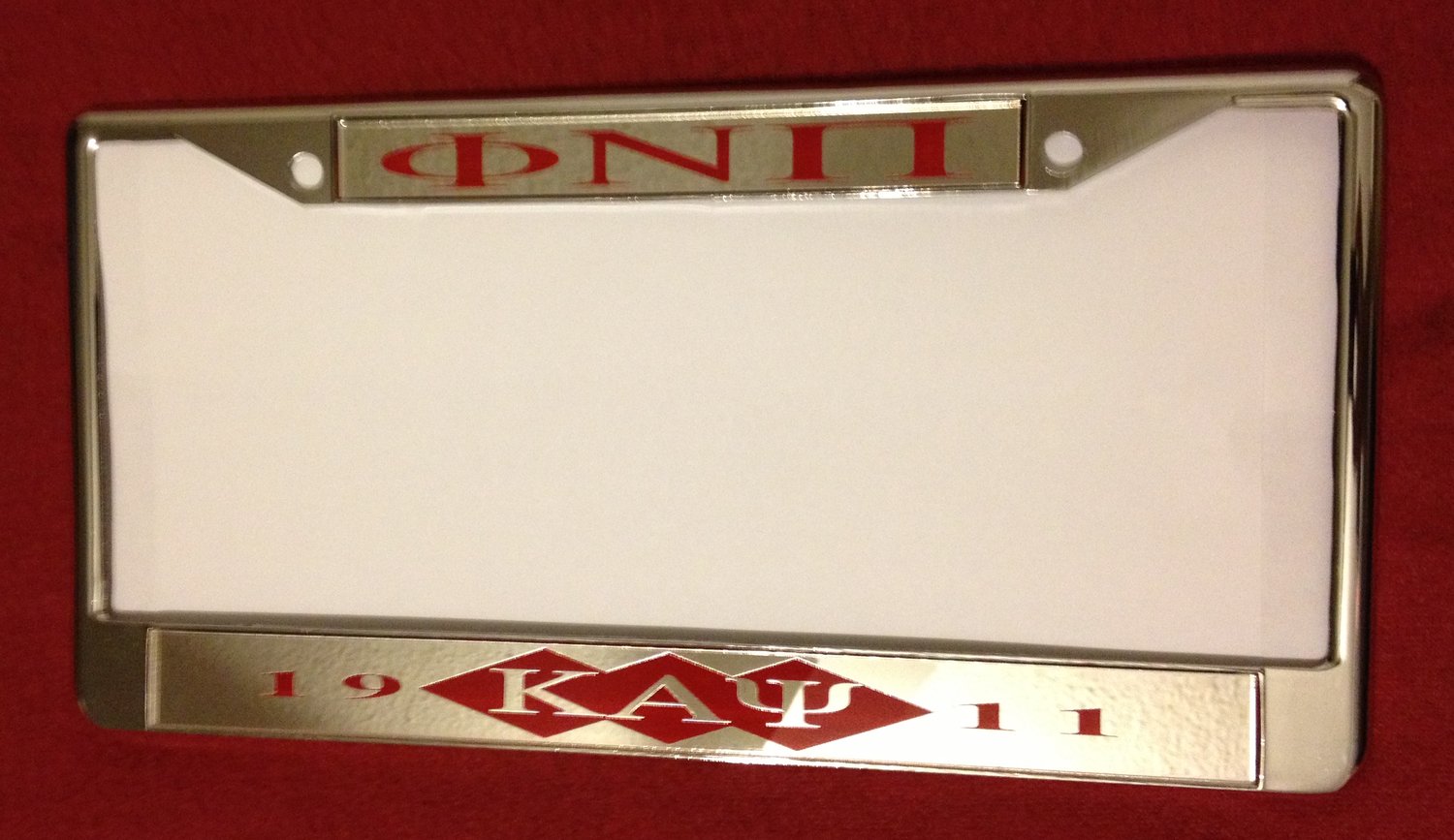 Image of Phi Nu Pi Chrome License Plate Frame (ΦNΠ #1)