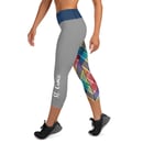 Image 4 of Yoga Capri Leggings- Madras and gray