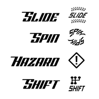 Image 4 of Gaslands manoeuvre templates, double and single-sided.