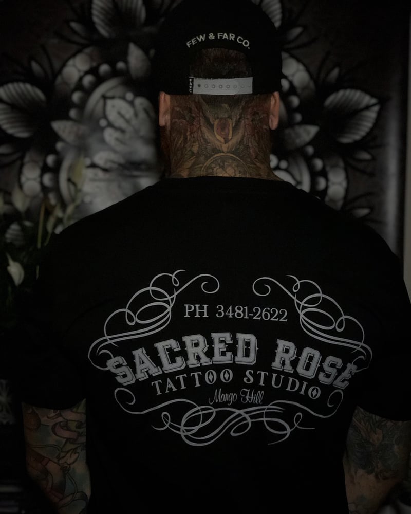 Image of Grey Sacred Rose Tattoo Shirt