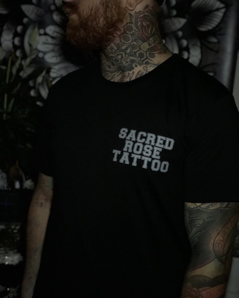 Image of Grey Sacred Rose Tattoo Shirt