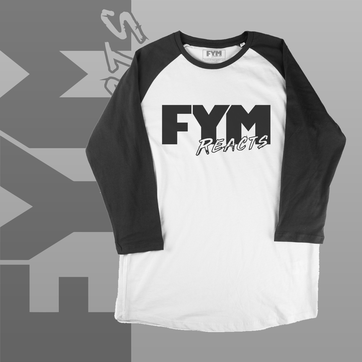 Image of FYM Reacts Logo 3/4 Sleeve Raglan