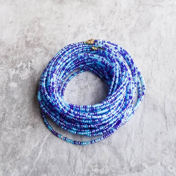 Image of Royal blue and light blue waist bead