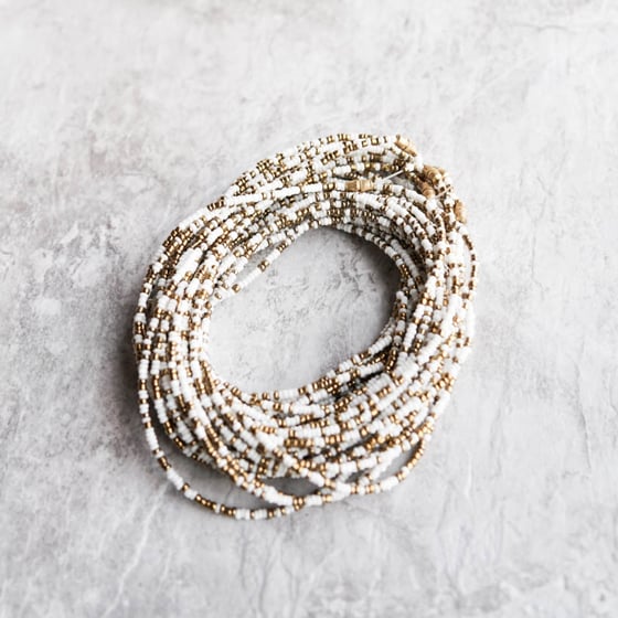 Image of White and Gold waist bead