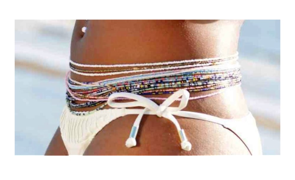 Image of White and Gold waist bead