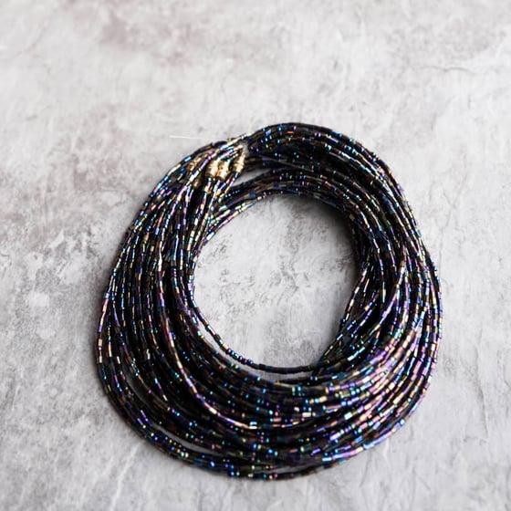 Image of Blue metallic jewel waist bead