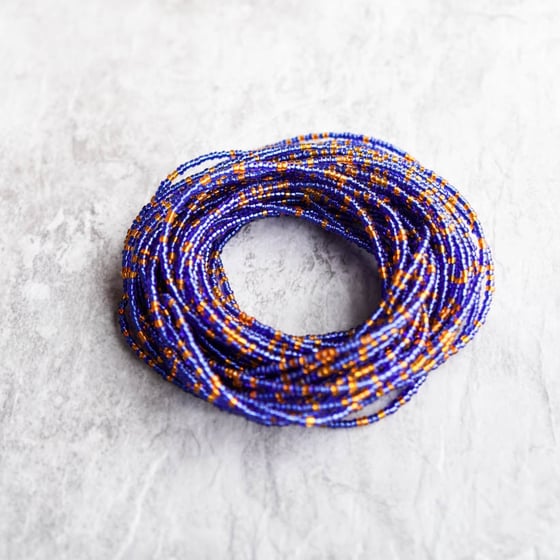Image of Royal blue and orange waist bead
