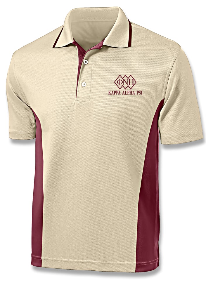 Image of ΦNΠ 3-Diamond Design Cream/Crimson Sport Polo