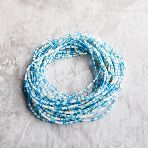 Image of Sky blue and white waist bead