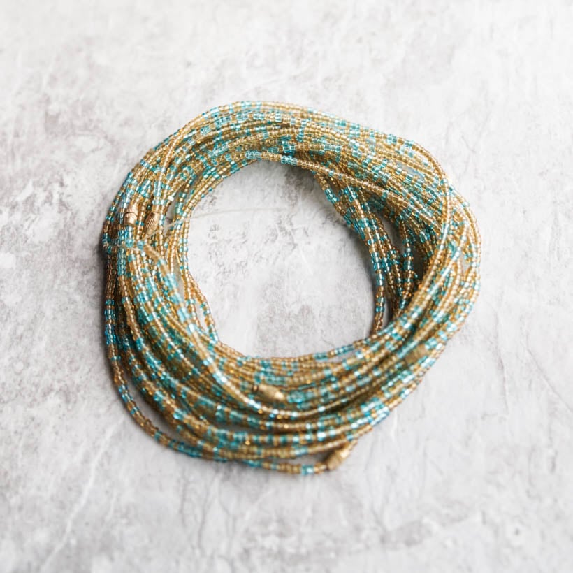 Image of Gold and Turquoise waist bead