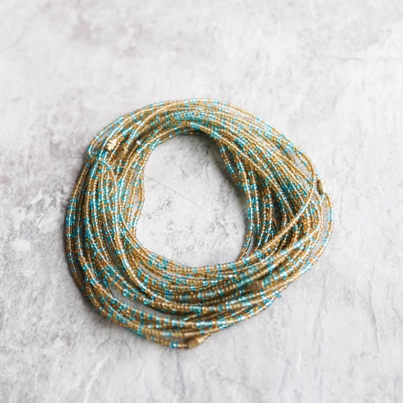 Image of Gold and Turquoise waist bead