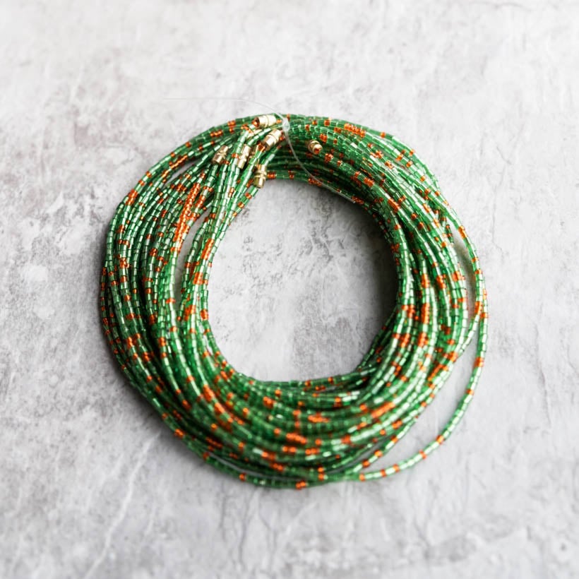 Image of Green and Orange glass bead
