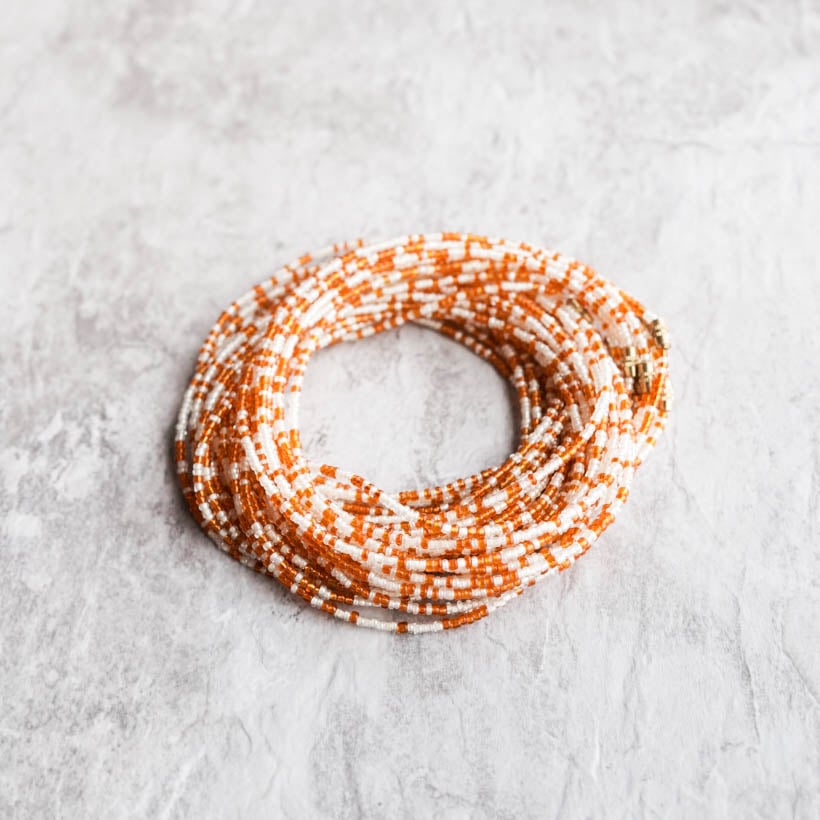 Image of Orange and White Waist bead