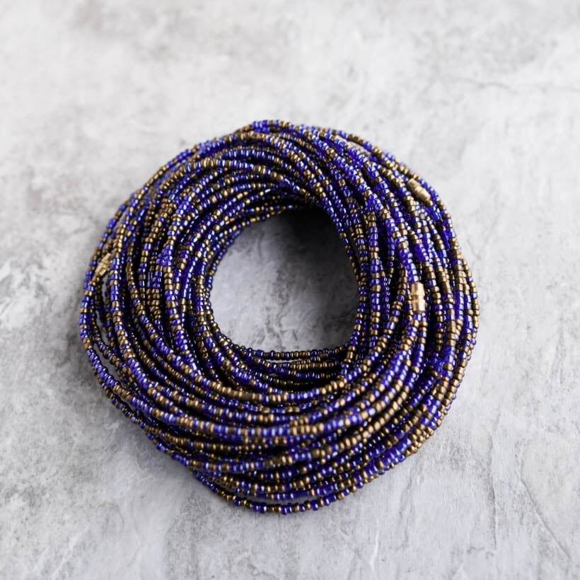 Image of Blue and gold waistbead