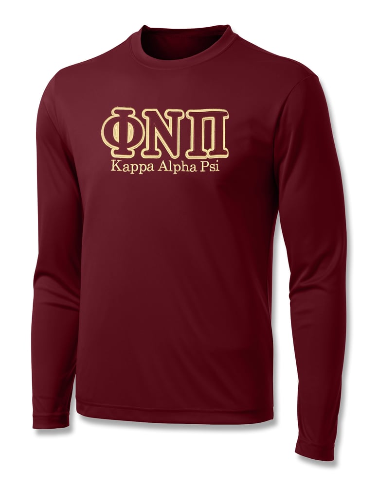 Image of INDUSTRY FIRST - "ΦNΠ" DRY-FIT LONG SLEEVED SHIRT (CRIMSON)