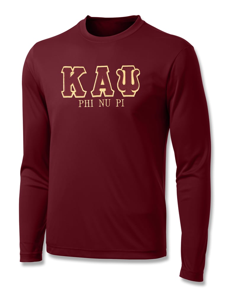 Image of INDUSTRY FIRST "KAΨ" DRY-FIT LONG SLEEVED SHIRT (CRIMSON)
