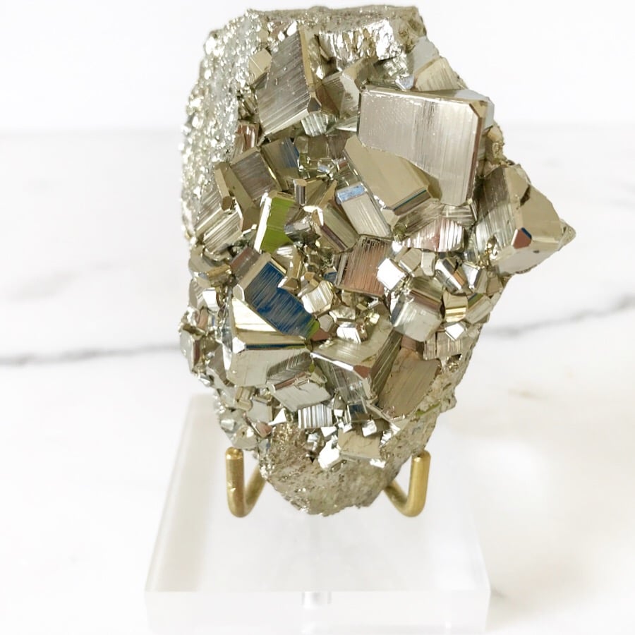 Image of Peruvian Pyrite no.41 + Lucite and Brass Stand Pairing