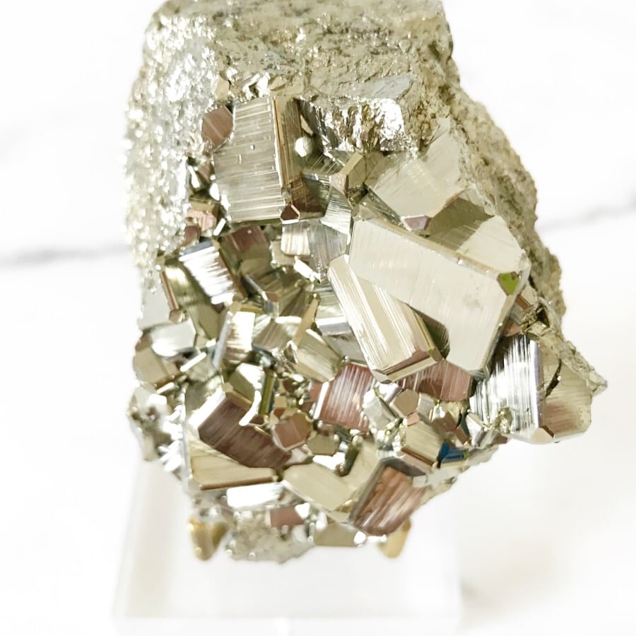 Image of Peruvian Pyrite no.41 + Lucite and Brass Stand Pairing