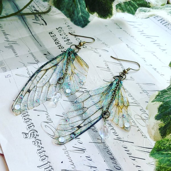 Image of Large magical faerie wing earrings