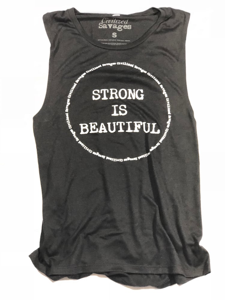 Image of Strong Is Beautiful Women's Muscle Tee - Black