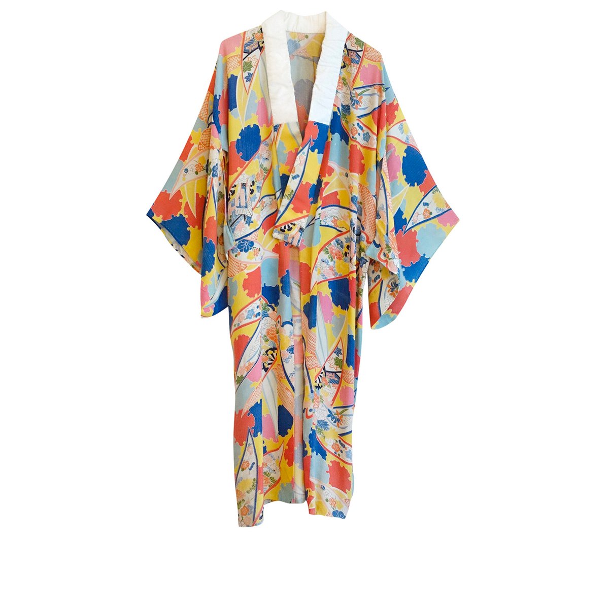 Image of Silke kimono  med Multi-farvede felter og blomster