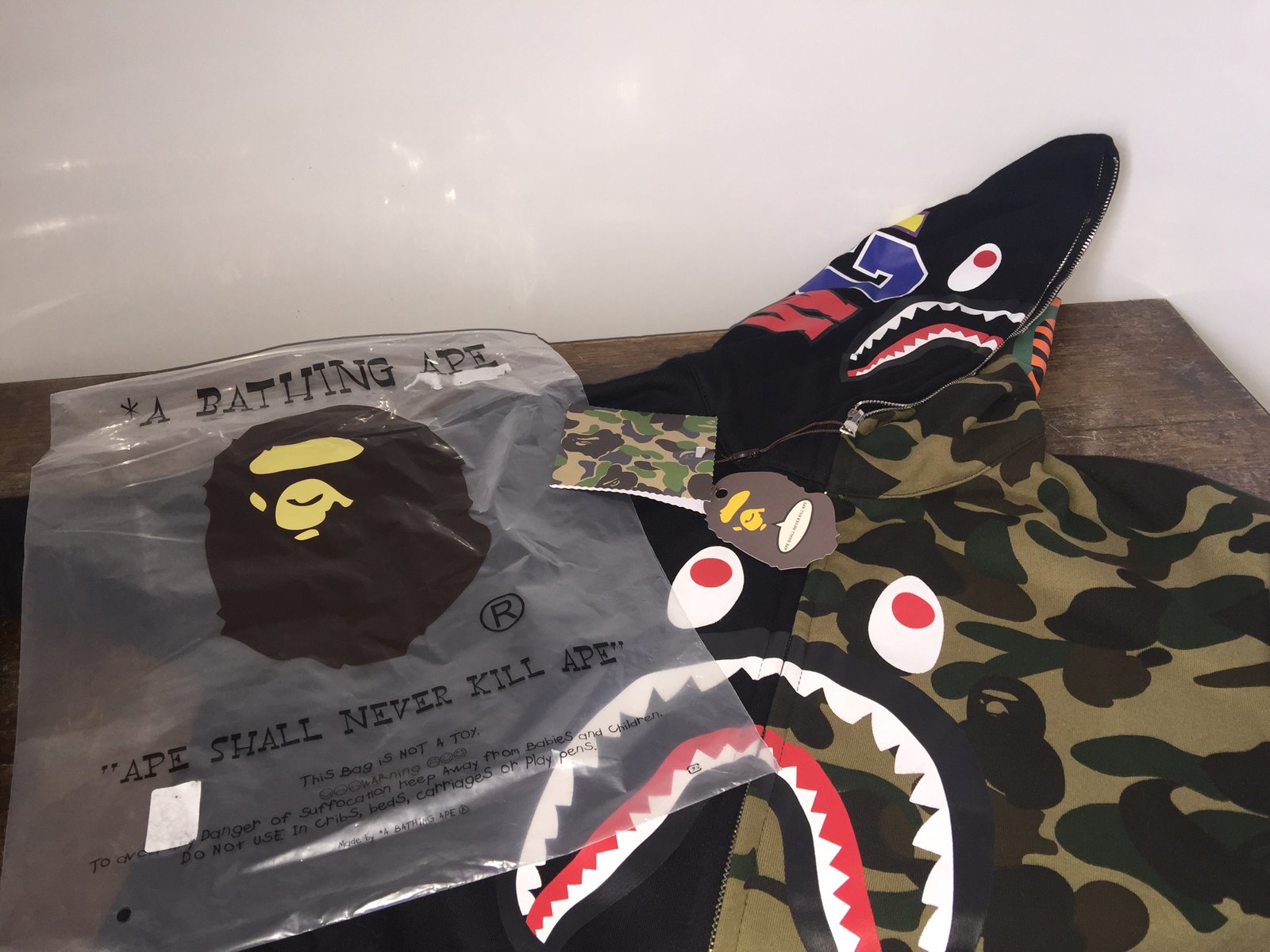 Green bape shark cheap hoodie