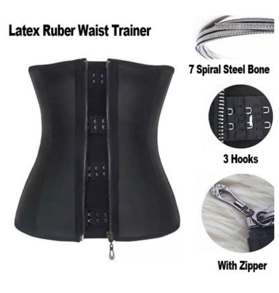 Image of Womens Rubber Waist Trainer Corset with Zip and Hook