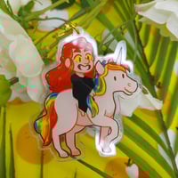 Image 2 of Crowley and the Unicorn Holographic Keychain