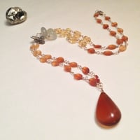 Ace of Swords Chalcedony Hessonite Garnet Sterling Silver Natural Gemstone Necklace 