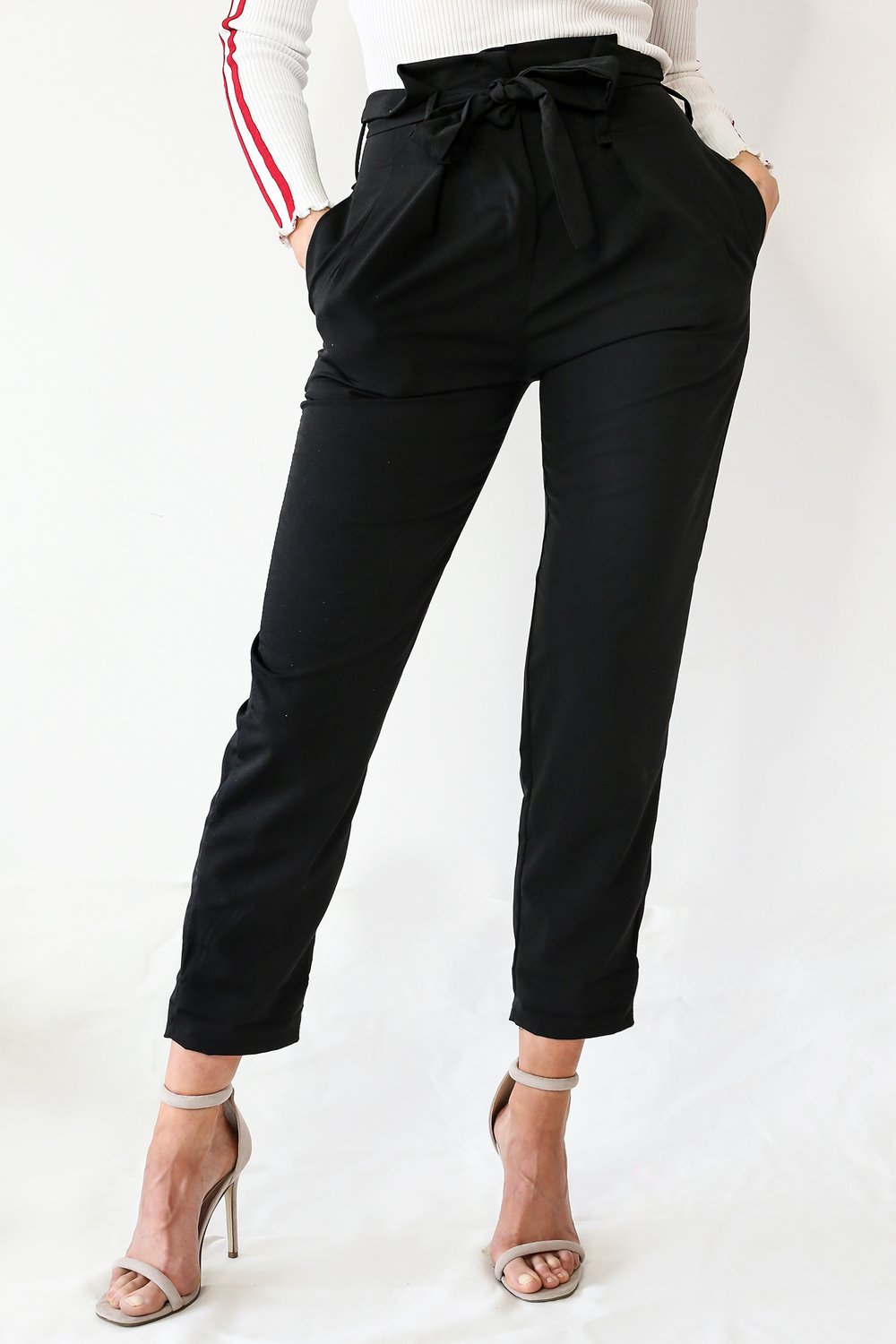 Image of groovy feeling black tapered trousers by TLO