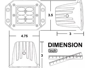 Image of 4” FLUSH MOUNT QUAD ROW Cree pods 160 Watts each