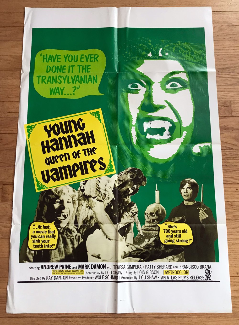 1973 HANNAH QUEEN OF THE VAMPIRES aka CRYPT OF THE LIVING DEAD Original U.S. One Sheet Movie Poster