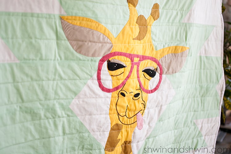 Hipster Giraffe Quilt Applique