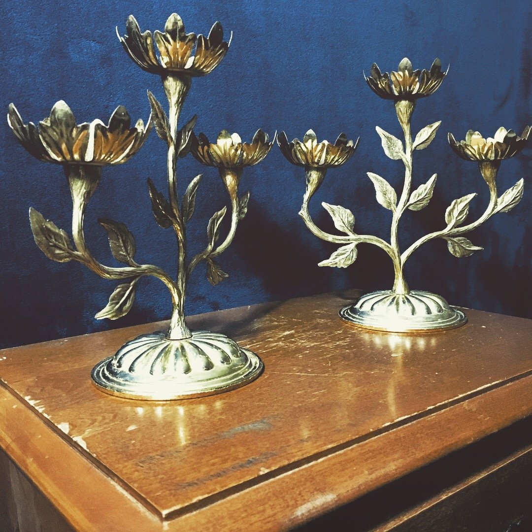 Image of Vintage Villy Flower Candelabra (Pair)