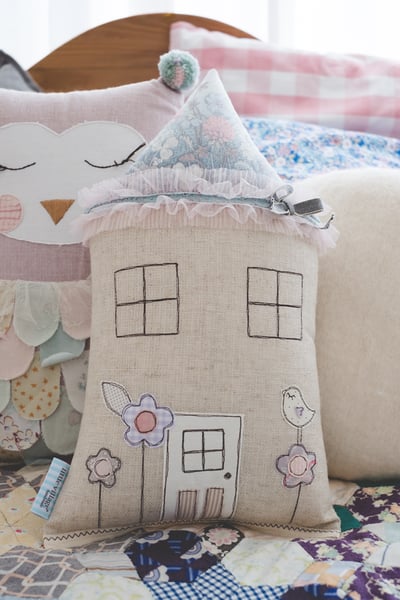 Image of PREORDER Vintage little love bird house cushion