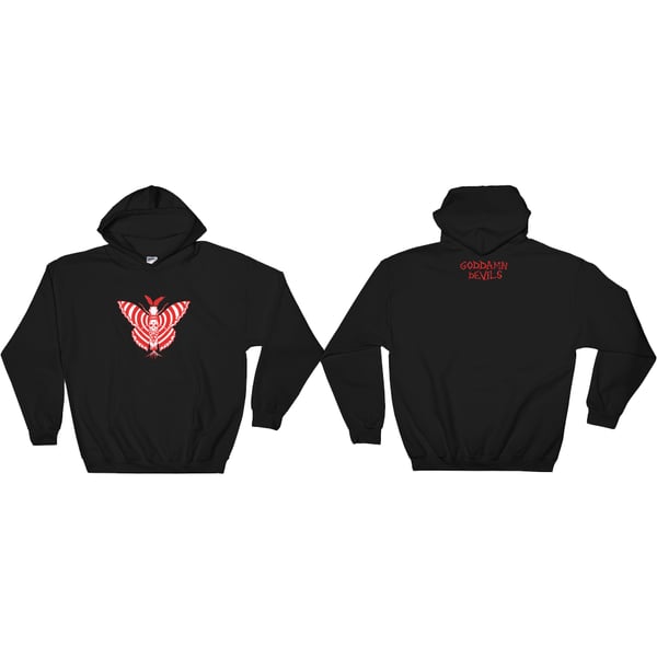 Image of Death Moth Front and Back Graphic Black Hoodie