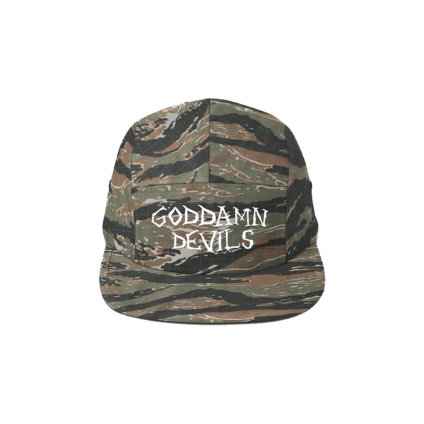 Image of Goddamn Devils Embroidered Green Tiger Camo Hat