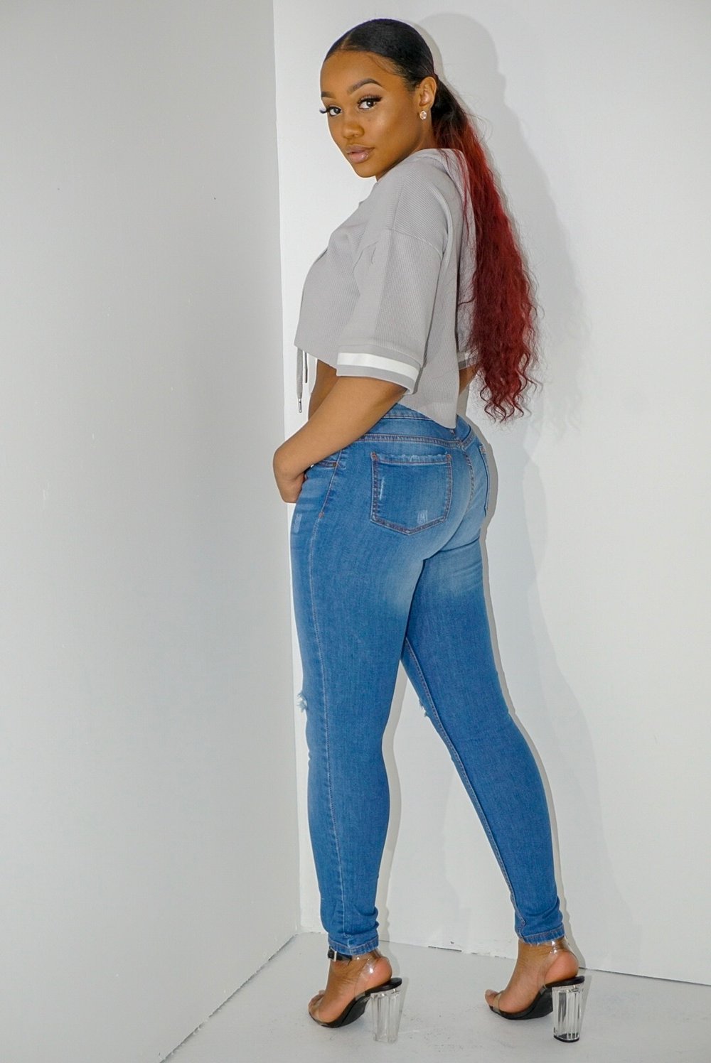 Image of Knee distressed denim