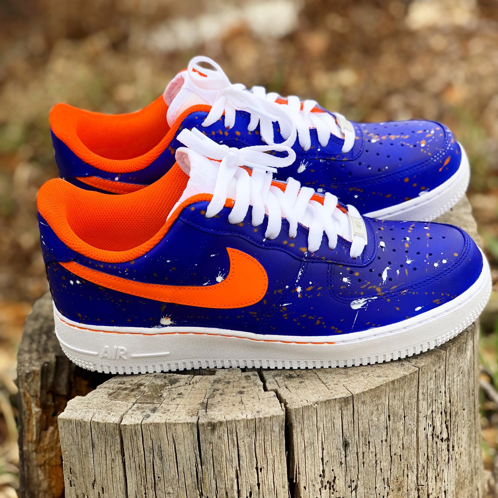 orange and blue air force ones
